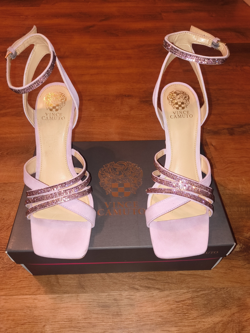 Vince Camuto Pink Strappy Ankle‑Wrap Sandals